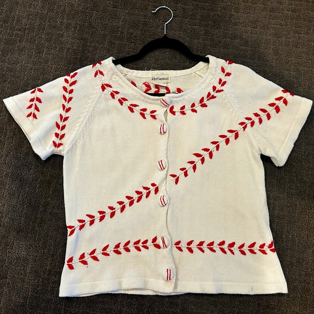 LADIES' COTTON BASEBALL SWEATER, Size Medium